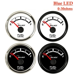 52mm/2-1/16" Fuel Level Gauge 0-30ohms For Auto Marine Blue Backlight Waterproof - Picture 1 of 12