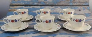 PV Peasant Village Espresso Demitasse Set 6 Cups & Saucers Made in Italy - Picture 1 of 7