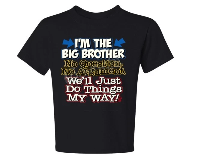 Camiseta I'm The Big Brother No Questions niños JERZEES 6 meses a 18-20 la mejor Foto 1 de 1