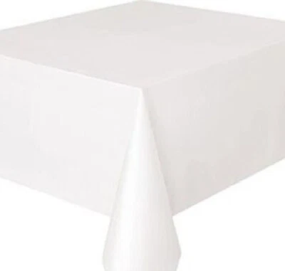 PLAIN SOLID WHITE EASY WIPE CLEAN PVC VINYL CLOTH TABLE PROTECTOR MATERIAL - Image 1 of 3