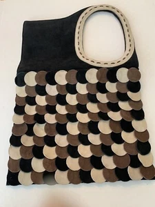 Suede Handbag / Fold over Clutch Multi color suede black brown tan - Picture 1 of 7