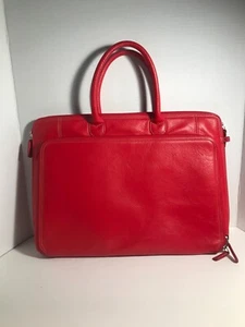 Original LEVENGER Multi-Section Red Leather Business Tote Notebook Briefcase bag - Picture 1 of 11