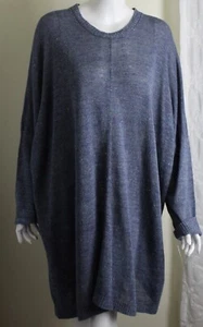 NWT Eskandar O/S Blue Purple Tweed Beachy Linen Tweed 39" Long Tunic Sweater - Picture 1 of 6