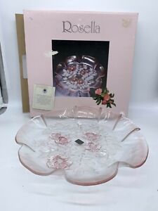 Vintage Mikasa Crystal Plate Platter Rosella W Germany Frosted 12” Pink Ruffled