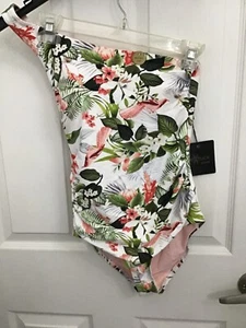 Nip Tuck Swim Damen bunt Blumen tropisch One Shoulder Badeanzug 4 neu mit Etikett - Bild 1 von 6