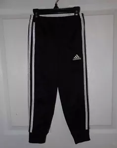 Adidas Elastic Waist Black Jogger Pants Little Boy's Size 4 Sweatpants - Picture 1 of 6