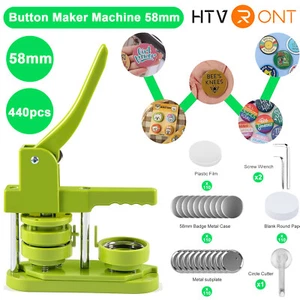 HTVRONT 58mm 2.28" Button Maker Machine +440Buttons Circle Cutter Bags Badge DIY - Picture 1 of 10