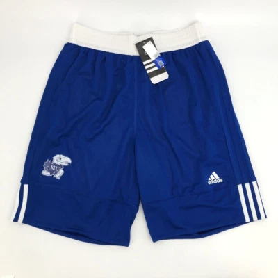 Adidas Mens Shorts Basketball Blue Kansas Jayhawks NCAA Drawstring M New Sample - Image 1 of 4