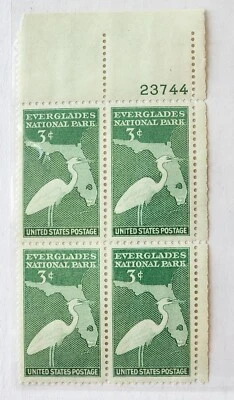 USPS Postage Stamps - Block of 4 Everglades National Park 3 Cent Stamps. Sc. 952 - Image 1 of 4