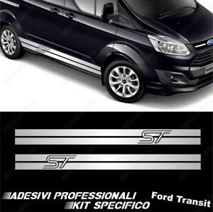 Pair Adhesive Strips Sides Ford St Racing For Transit Custom Silver