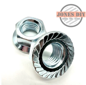 M6 SERRATED FLANGE NUTS ZINC SMALL FLANGED LOCKING BULK TRADE PACK 100 200 10 50 - Picture 1 of 5