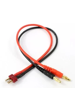 Deans Charge Cable 14awg male T Plug to 4mm bullet connectors Charging Lead. - Picture 1 of 4