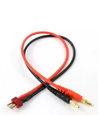 Deans Charge Cable 14awg male T Plug to 4mm  bullet connectors  Charging Lead. - Image 1 of 4