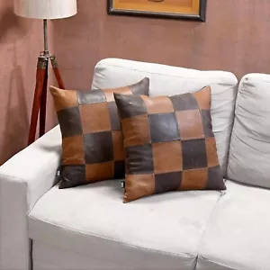 Genuine Leather Chess Style Pillow Cover Throw Case for Living Room & Bedroom - Picture 1 of 8