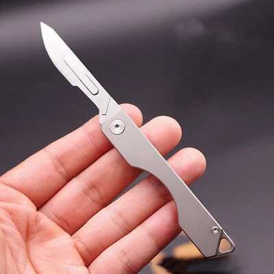 TC4 Titanium Keychain Utility Knife Scalpel Blade Outdoor Folding Knife EDC Tool - Image 1 of 4
