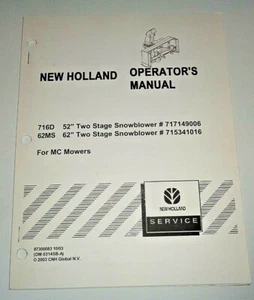 New Holland 716D 62MS 52" 62" Snowblower for MC Mowers Operators Manual ORIGINAL - Picture 1 of 3