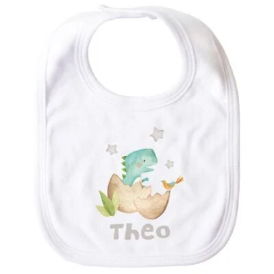 SPECIALME personalisiertes Baby Lätzchen mit Namen und Dino Print Dinosaurier Baumwolle