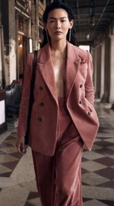 Banana Republic Rivoli Oversized Corduroy Blazer Sz 12 Petite #445491 Peach NWT - Picture 1 of 4