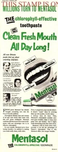 Original 1953 Advert MENTASOL (2) Chlorophyll Toothpaste Vintage Print AD 714G - Picture 1 of 1