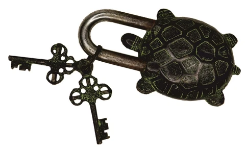 Tortoise Shape Antique Vintage Style Handcrafted Brass Padlock Turtle Door Lock Cover