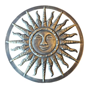 Arte de pared grande de metal de 18" sonriente hecho artesanalmente para decoración de jardín interior exterior - Imagen 1 de 4