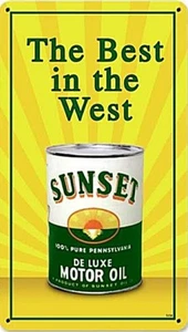 Sunset De Luxe Motor Oil The Best in the West steel sign 340mm x 205mm REDUCED! - Picture 1 of 1