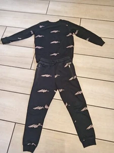 NEXT Joggers and Top Boys set Black with Brown Swirls age 9 years 134 cm cotton - Picture 1 of 2