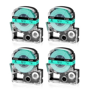 4PK 1/2" Compatible LK-4GBP LC-4GBP Tape for EPSON LabelWorks Black on Green - Picture 1 of 10