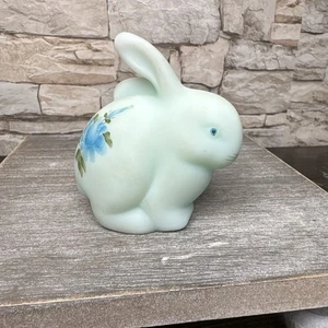 Vintage Fenton Pudding grün blau Glas 3" Hase handbemalt signiert von Janet S. - Bild 1 von 7