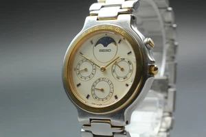 [Exc+5] Reloj de cuarzo para hombre SEIKO Presage 7F38-6040 fase lunar puntero fecha JAPÓN - Imagen 1 de 10