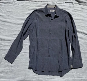 Hickey Freeman Mens Blue Linen Cotton Blend Button Down LS Shirt Size 17 R C029 - Picture 1 of 9