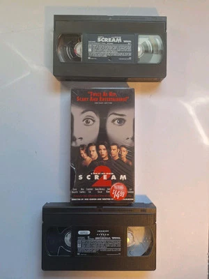Scream 1 and 2 VHS Tapes -Wes Craven Horror Movie Film 90s Slasher 1 W/OUT Cover Foto 1 de 4