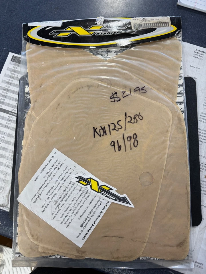 N-STYLE GRAPHICS - PT# N45C / N01-179 - KX125/250 1996-1998 NEW OLD STOCK- CLEAR - Image 1 of 1