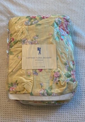 Falda de cama doble Pottery Barn/polvo con volantes cabaña floral amarillo Shabby Chic rosas Foto 1 de 4