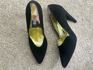 Zapatos de salón Walter Steiger de terciopelo negro con punta talla 81/2 B - Imagen 1 de 6