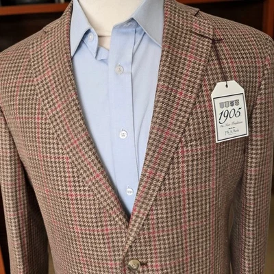 New Jos. A Bank 柔软粗花呢西装外套 46r 定制版型羊毛亚麻棉编织 — 第 1/4 张图片