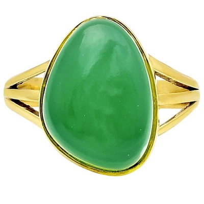 Anillo de oro de 18 quilates sobre latón ónix verde natural s.8 joyería RM-1006 Foto 1 de 3
