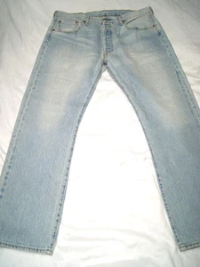 levis 501 jeans men's 38x32 button fly blue denim distressed new 501-2424 - Picture 1 of 13