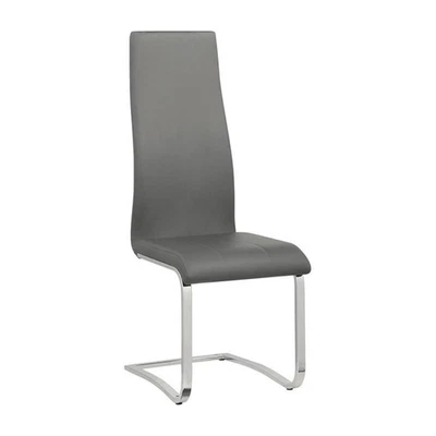 Silla lateral tapizada de cuero sintético Coaster con respaldo alto en gris Foto 1 de 4