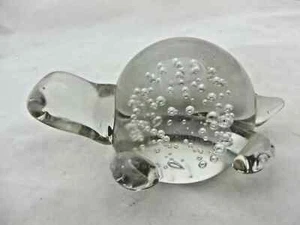 Art glass Turtle paper weight 5 inch long 3 inch height clear - Picture 1 of 5