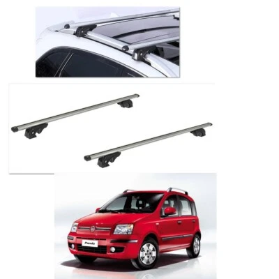 BARRE PORTATUTTO ALLUMINIO FIAT PANDA ANNO 2005 CON RAILS 4 SERRATURE K9 - Immagine 1 di 4