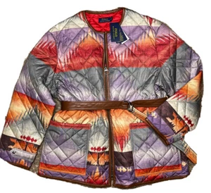 Polo Ralph Lauren Jacket Southwest SW Sunset Aztec Quilted Women Sz 2XL $498 - Picture 1 of 11