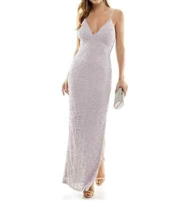 Emerald Sundae Gown Juniors Size L Lilac Lace V-Neck High Slit Formal NWT $99 - Image 1 of 4