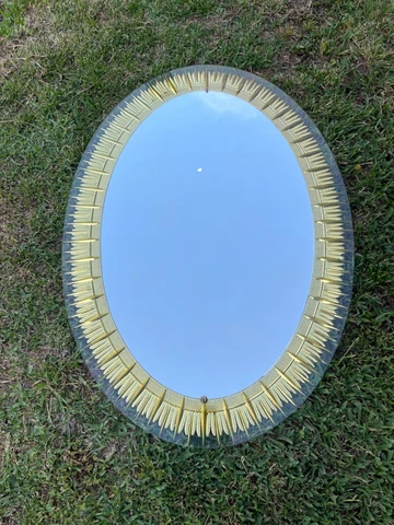 1960s Italian Crystal Art Modern Sholated And Golden Mirror Cover