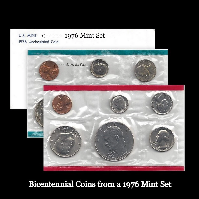 1976 P+D US Mint Set Eisenhower Kennedy Washington Roosevelt Jefferson Lincoln   - Image 1 of 1