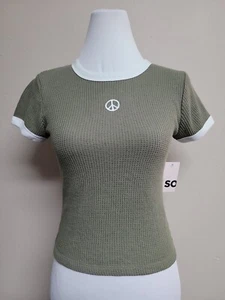 NWT SO GOODS FOR LIFE Women's Blouse Top Short Sleeve Round Neck Green.Size S - Picture 1 of 13