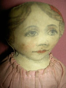 ADORABLE antique, ART FABRIC MILLS, original dressed primitive cloth 6 1/2" doll - Picture 1 of 24