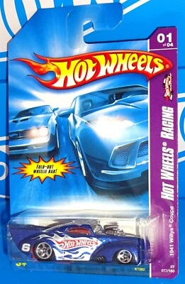 Hot Wheels 2007 Hot Wheels Racing Series #77 1941 Willys Coupe Mtflk Blue w 5SPs - Image 1 of 2