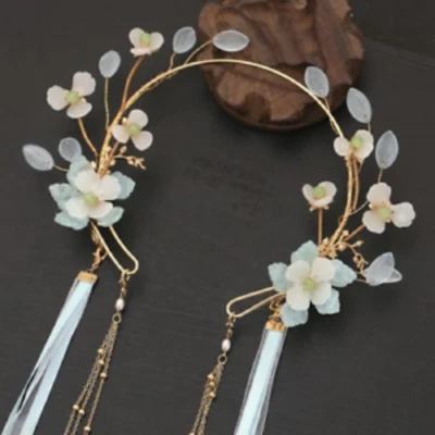 Accesorios para el cabello de hadas horquilla de novia Hanfu hada tocado borla buyao diadema Foto 1 de 4