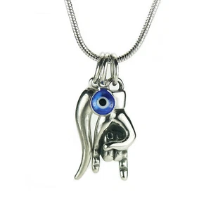 Collar Mano Cornuto, Cornicello, Nazar Cadena de Serpiente Italiano Dijes de la Suerte Grande - Imagen 1 de 9